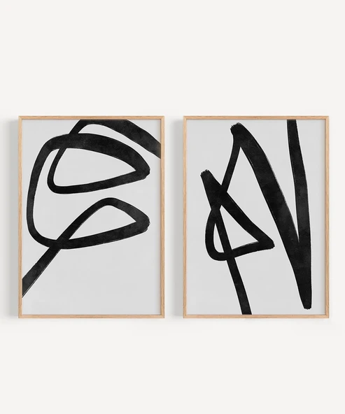 Çerçevesiz Poster Dinamizm Temalı Monokrom 2'li - Resim 7