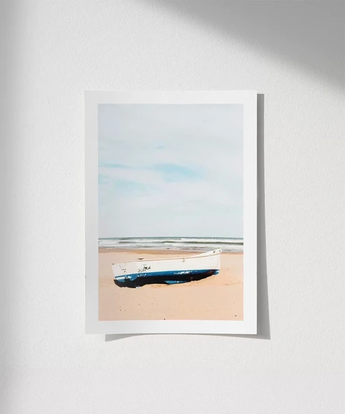 Çerçevesiz Poster Kumsaldaki Kayık - Resim 4