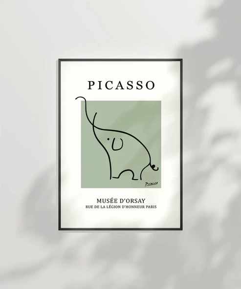 Çerçevesiz Poster Picasso Tarzı Dekoratif Fil Çerçeveli - 8