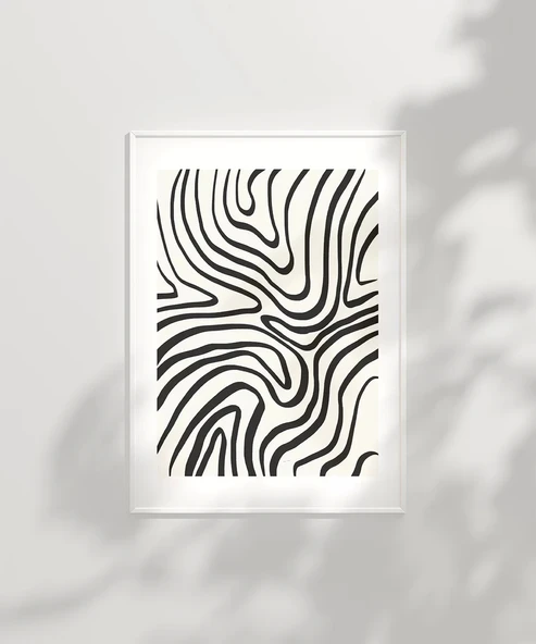 Çerçevesiz Poster Organik Hatlı Soyut - Resim 2