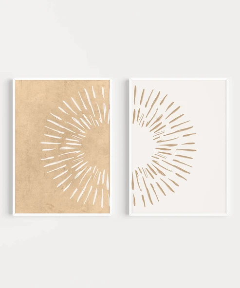 Çerçevesiz Poster Rustik Doku ve Soyut Çizgi 2'li - Resim 2