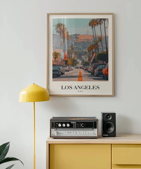 Çerçevesiz Poster Los Angeles Sokak Manzarası - Resim 4