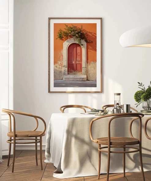 Çerçevesiz Poster Akdeniz Kırmızı Kapı - Resim 5