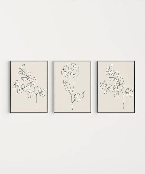 Çerçevesiz Poster Organik Minimalizm 3'lü - Resim 7
