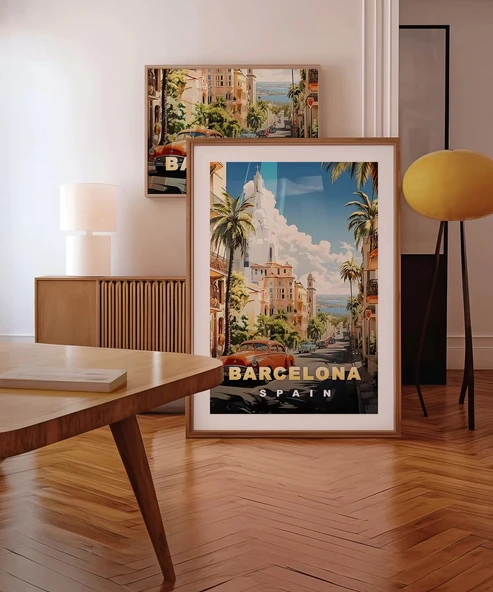 Çerçevesiz Poster Şehir ve Deniz Uyumu – Barcelo - Resim 4