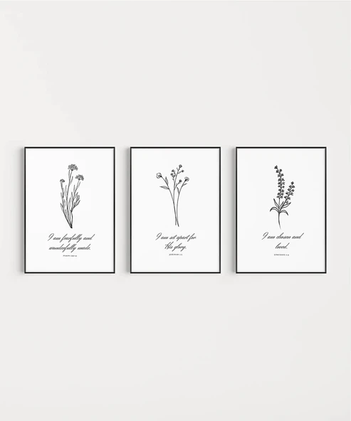 Çerçevesiz Poster Doğadan İlham Alan İncil 3'lü - Resim 6