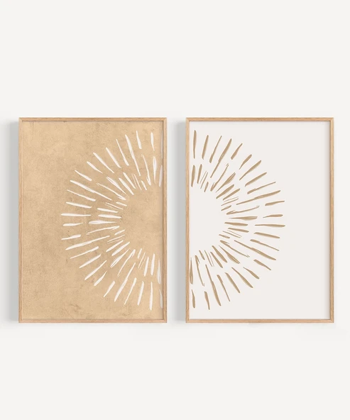 Çerçevesiz Poster Rustik Doku ve Soyut Çizgi 2'li - Resim 7