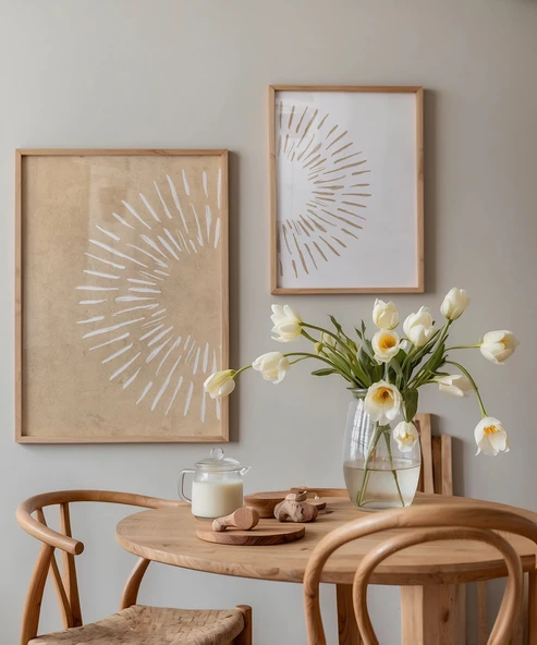 Çerçevesiz Poster Rustik Doku ve Soyut Çizgi 2'li - Resim 4