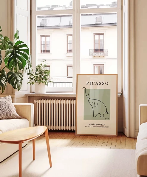 Çerçevesiz Poster Picasso Tarzı Dekoratif Fil Çerçeveli - 5