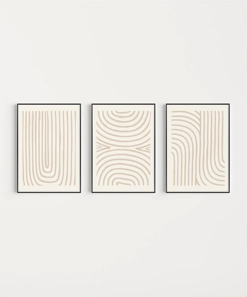 Çerçevesiz Poster Organik Akış ve Desen Sanatı Triptik 3'lü - Resim 7