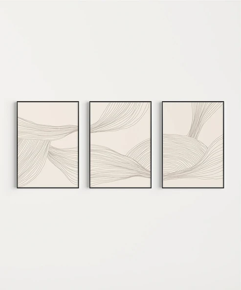Çerçevesiz Poster Minimalist Organik Formlar 3'lü - Resim 7