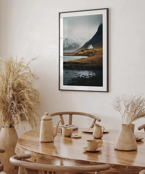 Çerçevesiz Poster Sisli Dağ Evi - Resim 5