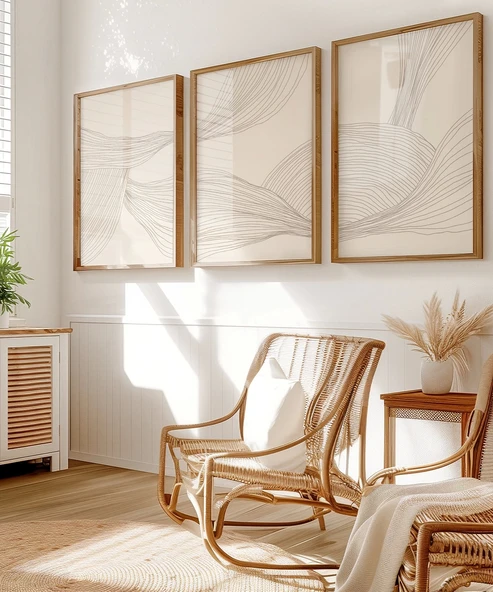 Çerçevesiz Poster Minimalist Organik Formlar 3'lü - Resim 4