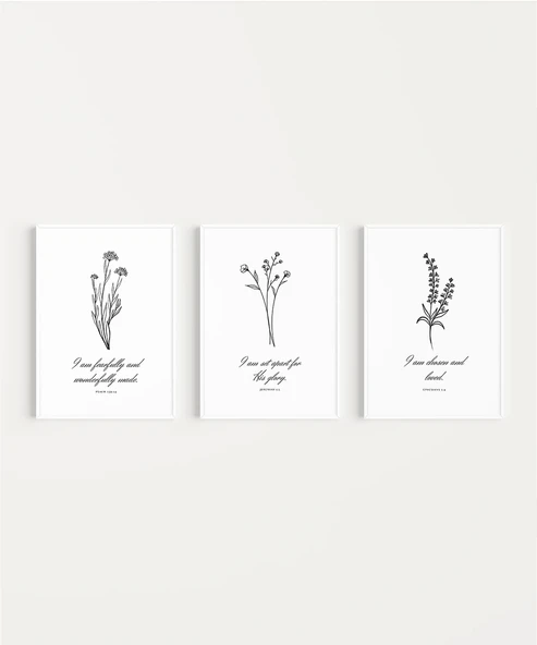 Çerçevesiz Poster Doğadan İlham Alan İncil 3'lü - Resim 2