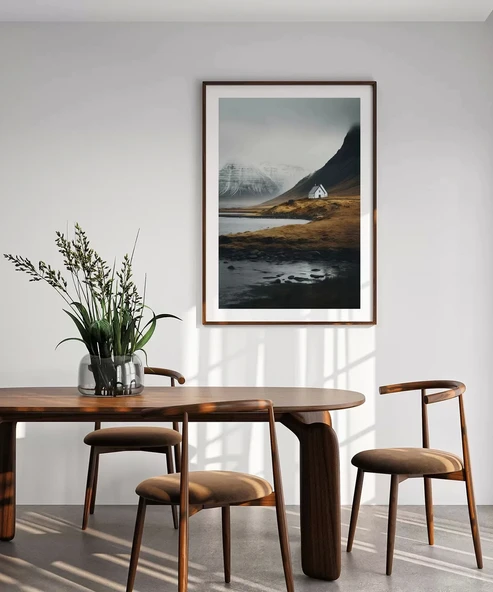 Çerçevesiz Poster Sisli Dağ Evi - Resim 4