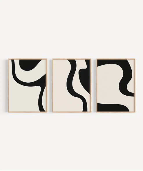 Çerçevesiz Poster Organik Akış Soyut 3'lü - Resim 6