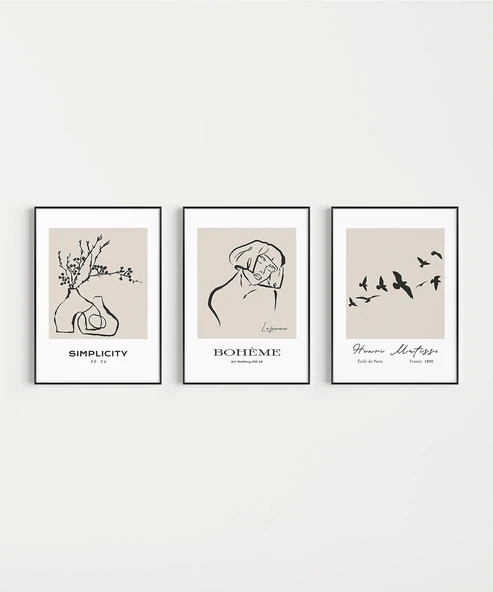 Çerçevesiz Poster Bohème ve Simplicity Dekoratif 3'lü - 6