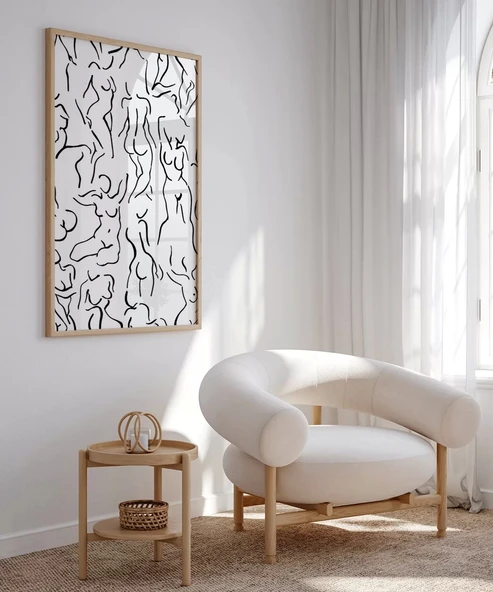 Çerçevesiz Poster Modern Sanat Stilinde Soyut Nü Desenli - Resim 4