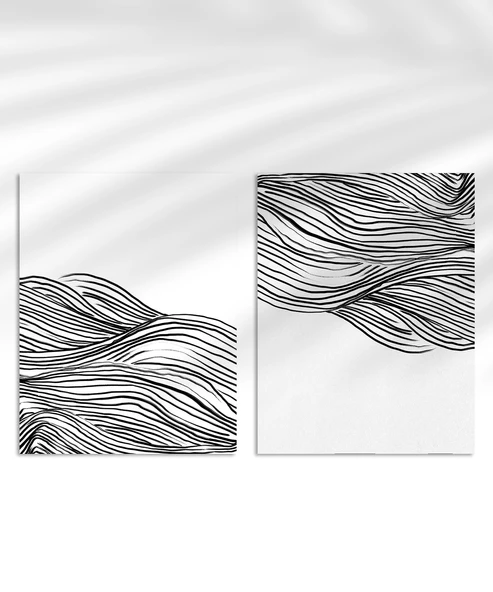 Çerçevesiz Poster Hareket ve Akış Temalı Monokrom 2'li ürün görseli