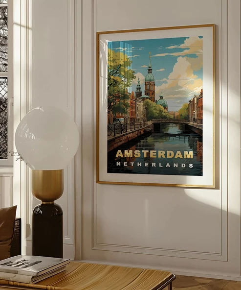 Çerçevesiz Poster Amsterdam’ın İkonik Kanalları - Resim 4