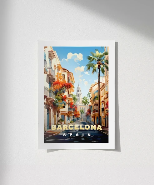 Çerçevesiz Poster Barcelona’nın Zarif Sokakları ürün görseli