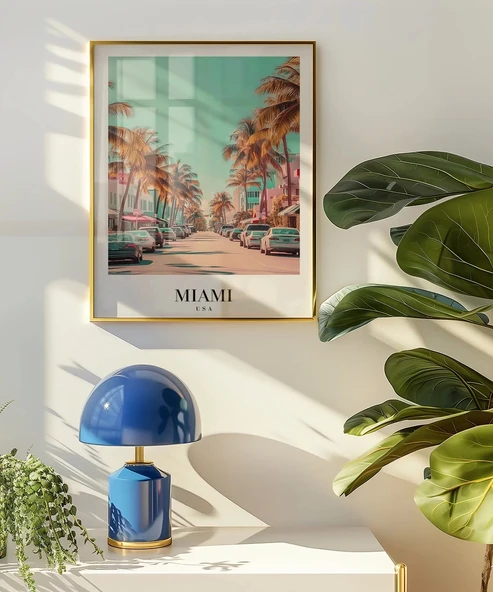 Çerçevesiz Poster Miami Sokak Manzarası - Resim 4