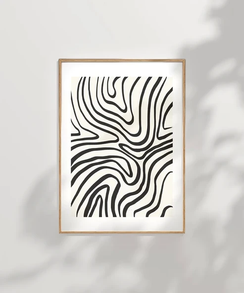 Çerçevesiz Poster Organik Hatlı Soyut - Resim 7