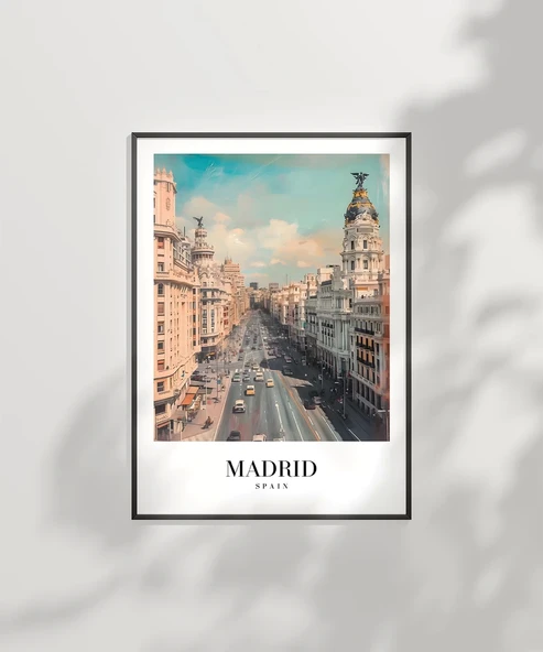 Çerçevesiz Poster Madrid’in İkonik Caddesi - Resim 6
