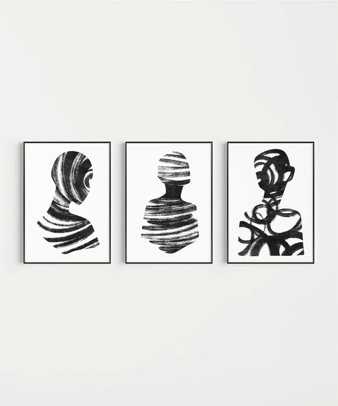 Çerçevesiz Poster Soyut İnsan Silüetleri 3'lü - Resim 6
