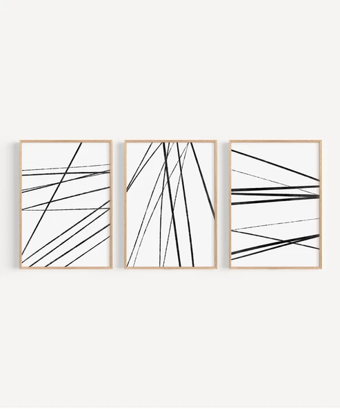 Çerçevesiz Poster Geometrik Çizgiler 3'lü - Resim 6