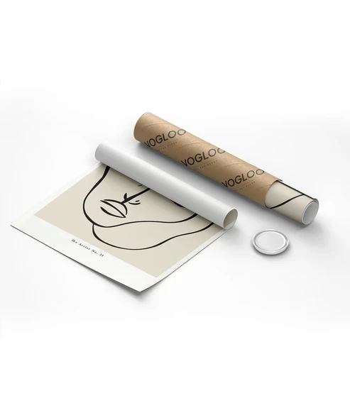 Çerçevesiz Poster Minimalist Portre Sanat - Resim 8