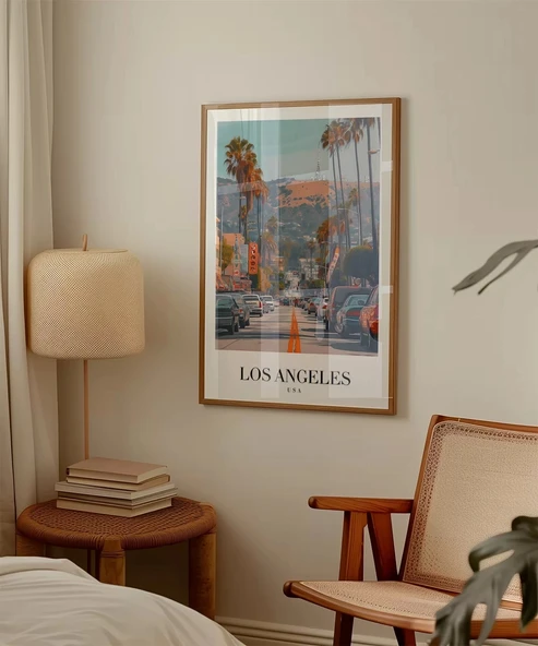 Çerçevesiz Poster Los Angeles Sokak Manzarası - Resim 3