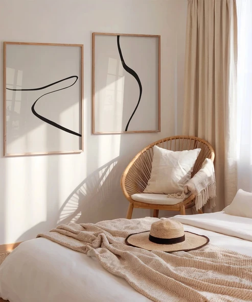 Çerçevesiz Poster Kıvrımlı Hatlar Modern 2'li - Resim 4