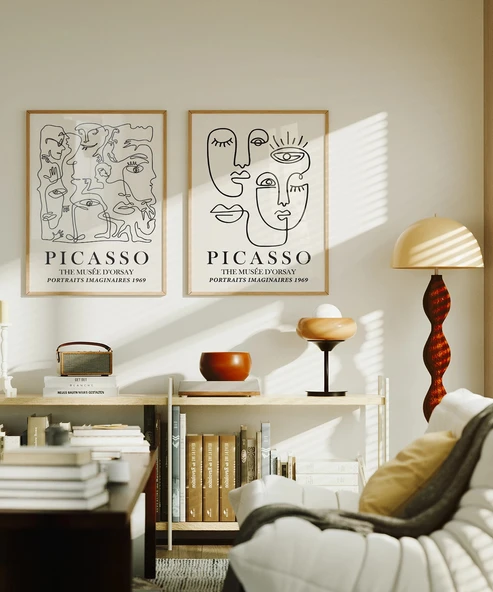 Çerçevesiz Poster Picasso İlhamlı 2'li - Resim 4