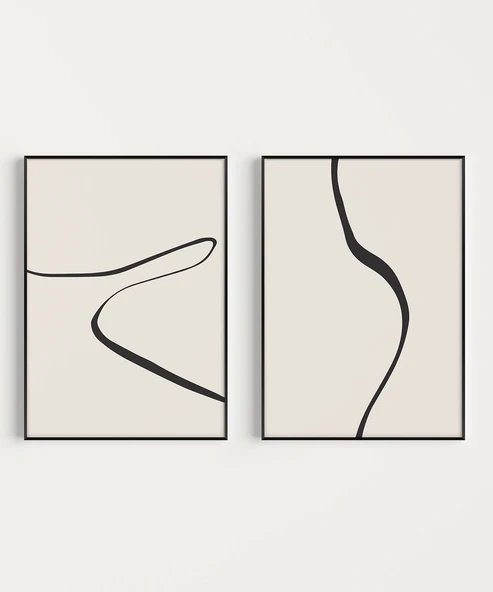Çerçevesiz Poster Kıvrımlı Hatlar Modern 2'li - Resim 6