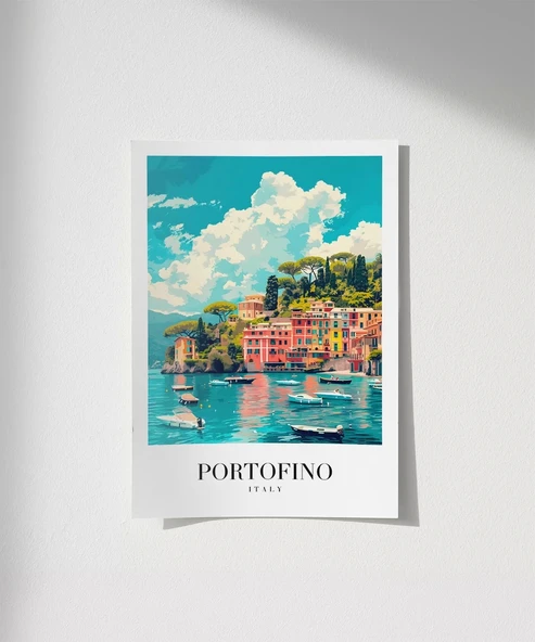 Çerçevesiz Poster Portofino'nun Renkli Kıyıları ürün görseli