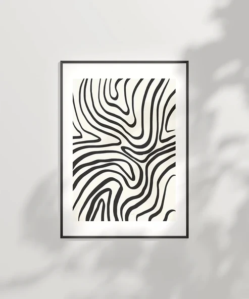 Çerçevesiz Poster Organik Hatlı Soyut - Resim 6