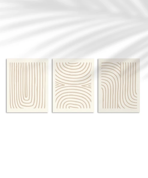 Çerçevesiz Poster Organik Akış ve Desen Sanatı Triptik 3'lü ürün görseli