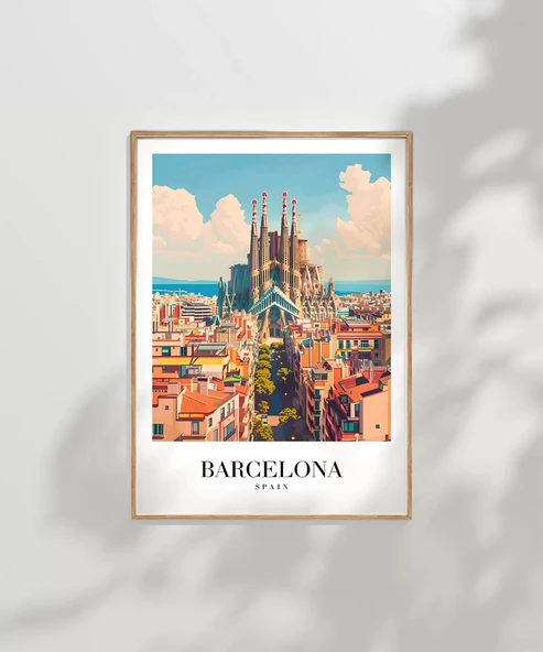 Çerçevesiz Poster Barcelona Mimari - Resim 7