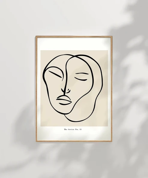Çerçevesiz Poster Minimalist Portre Sanat - Resim 7