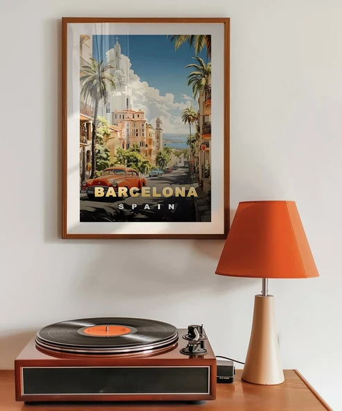 Çerçevesiz Poster Şehir ve Deniz Uyumu – Barcelo - Resim 3