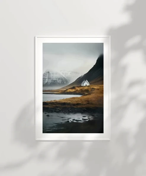 Çerçevesiz Poster Sisli Dağ Evi - Resim 2