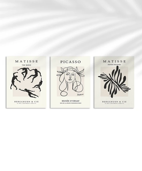 Çerçevesiz Poster Sanat Tarihinden İlham 3'lü ürün görseli