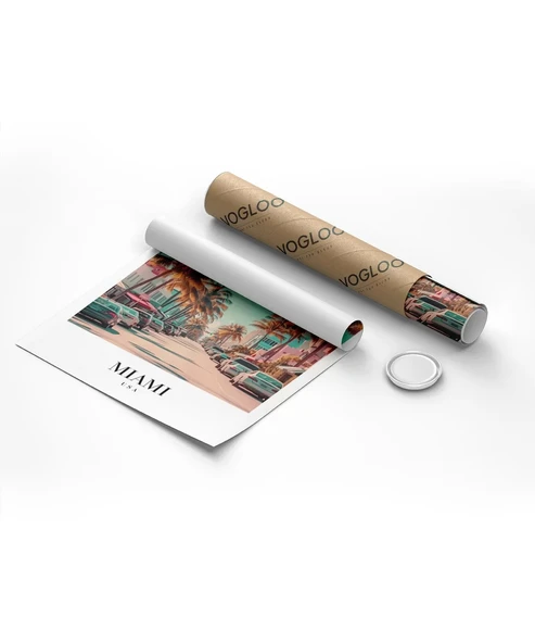 Çerçevesiz Poster Miami Sokak Manzarası - Resim 8