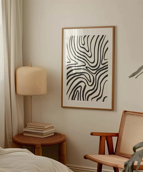 Çerçevesiz Poster Organik Hatlı Soyut - Resim 3