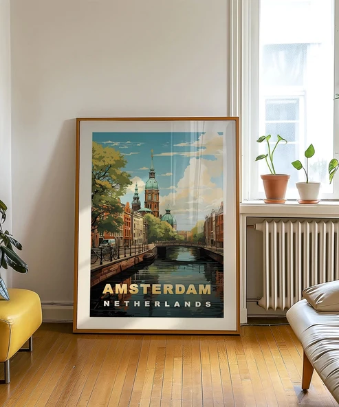 Çerçevesiz Poster Amsterdam’ın İkonik Kanalları - Resim 5