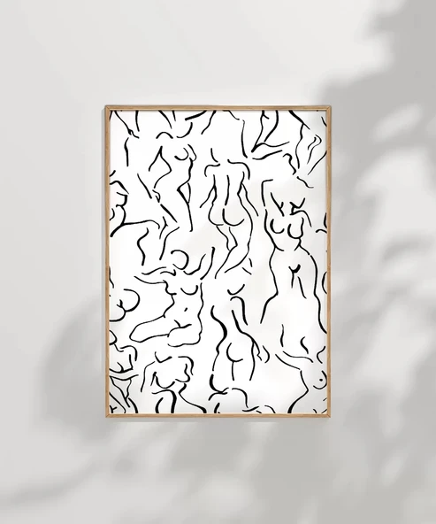 Çerçevesiz Poster Modern Sanat Stilinde Soyut Nü Desenli - Resim 7