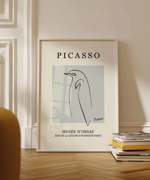 Çerçevesiz Poster Picasso Stil Soyut Kuş Çizimi - 4