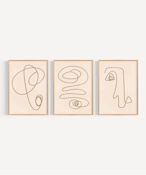Çerçevesiz Poster Organik Formlar ve Çizgiler 3'lü - Resim 6
