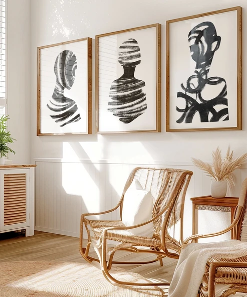 Çerçevesiz Poster Soyut İnsan Silüetleri 3'lü - Resim 5